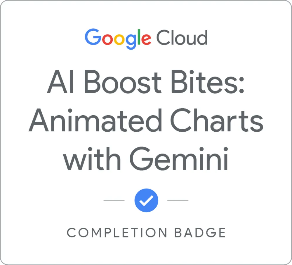 Maik Ellerbrock's verified AI Boost Bites: Animated Charts with Gemini badge issued by Google Skills